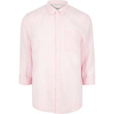 Light pink linen-rich shirt